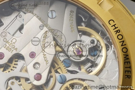 0205 Speedmaster Moonwatch in Moonshine Gold YG RMF Best Edition Green Dial on Green Leather Strap Manual Chrono EasyCare 7832